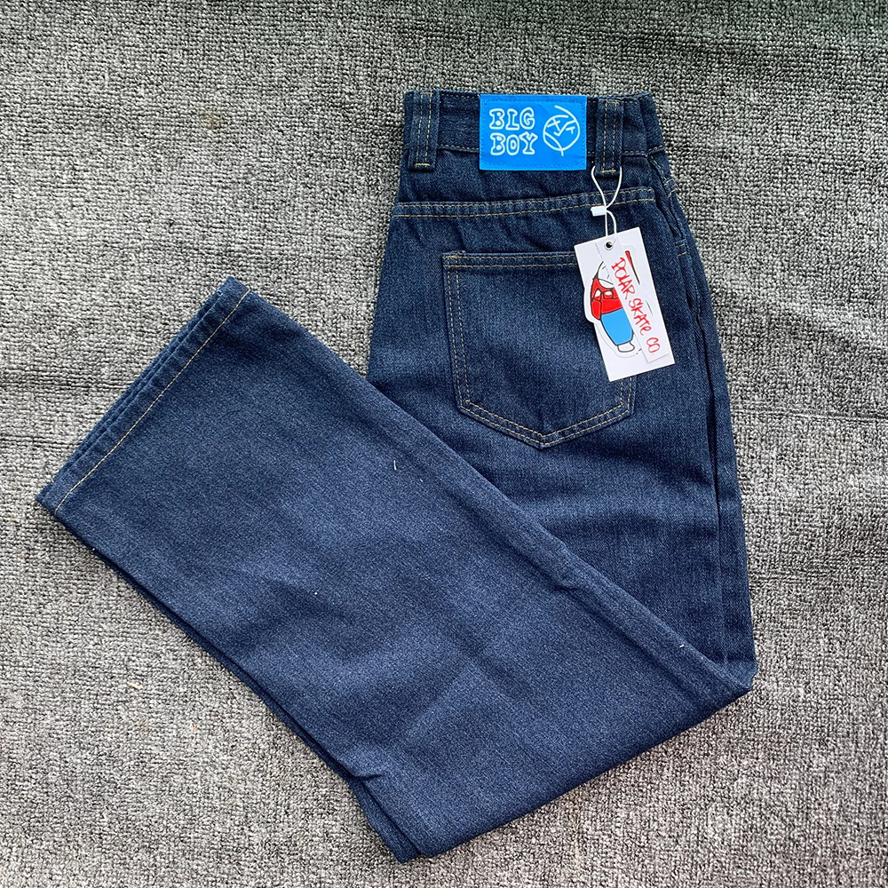 Y2K Embroidery Baggy Boy Jeans Women Streetwear Gothic Cartoon Blue Straight Jeans Retro Punk Rock High Waist Denim Trousers 251217