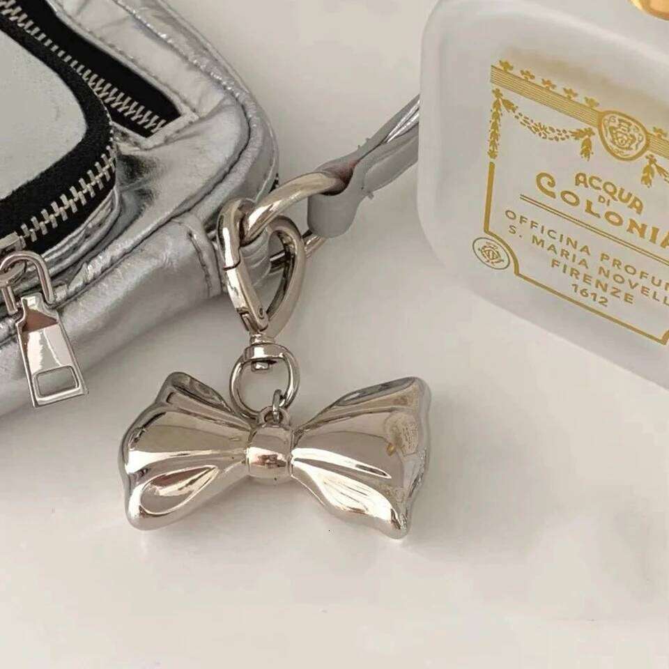 ZAKOL Y2K Korean Cute Beaded Pearl Bowknot Keychain for Women Girls Metal Bow Pendant Bag Decoration Accessories