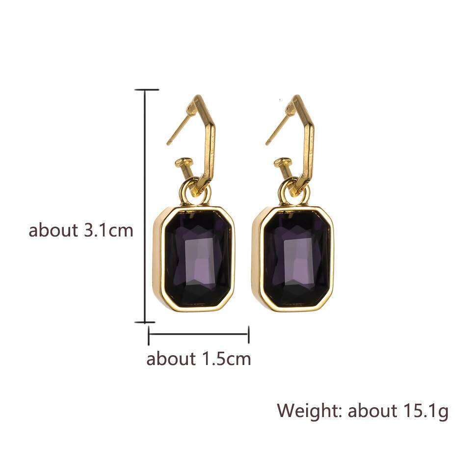 ZAKOL French Trendy Rectangular Crystal CZ Drop Earrings for Women Colorful Stone Square Fashion Party Earring Jewelry