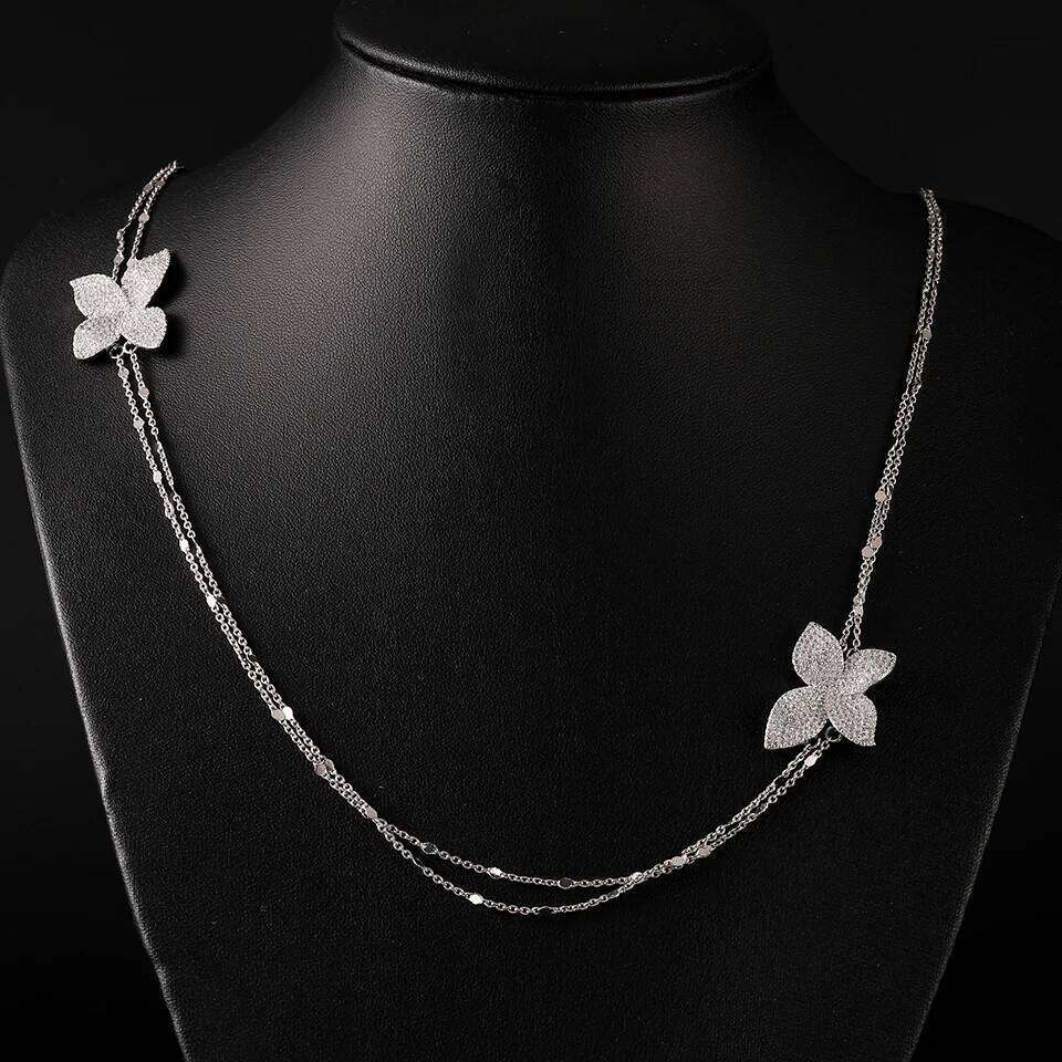 ZAKOL New Trendy Gold Silver Color Zircon Inlaid Leaf Long Necklace for Women Fashion Sequins Sexy Party Sweater Chain Jewelry