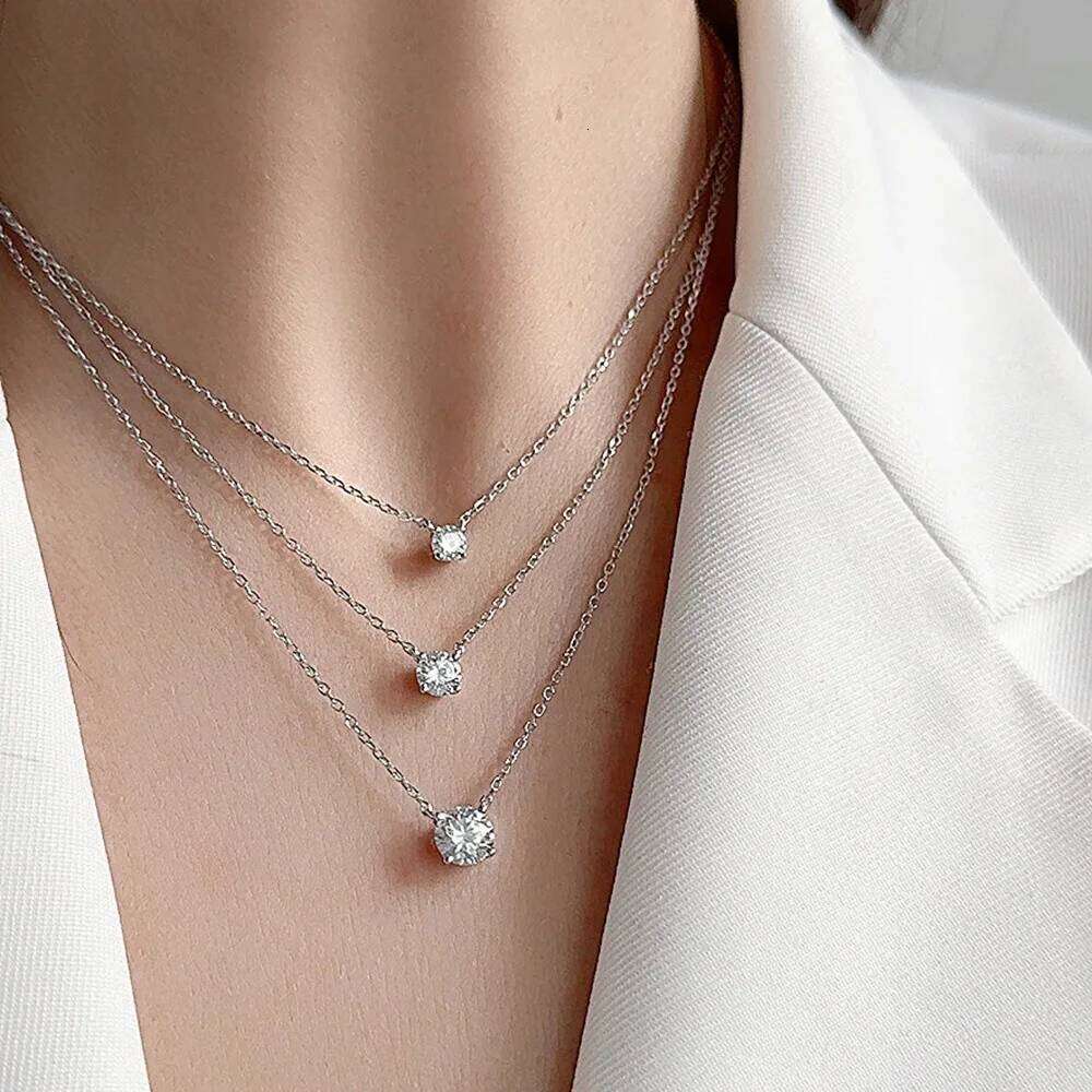 925 Sterling Silver Necklace For Women 4/5/6.5mm Real Moissanite Diamonds Pendant With GRA Certificate Neck Chain Fine Jewelry 998
