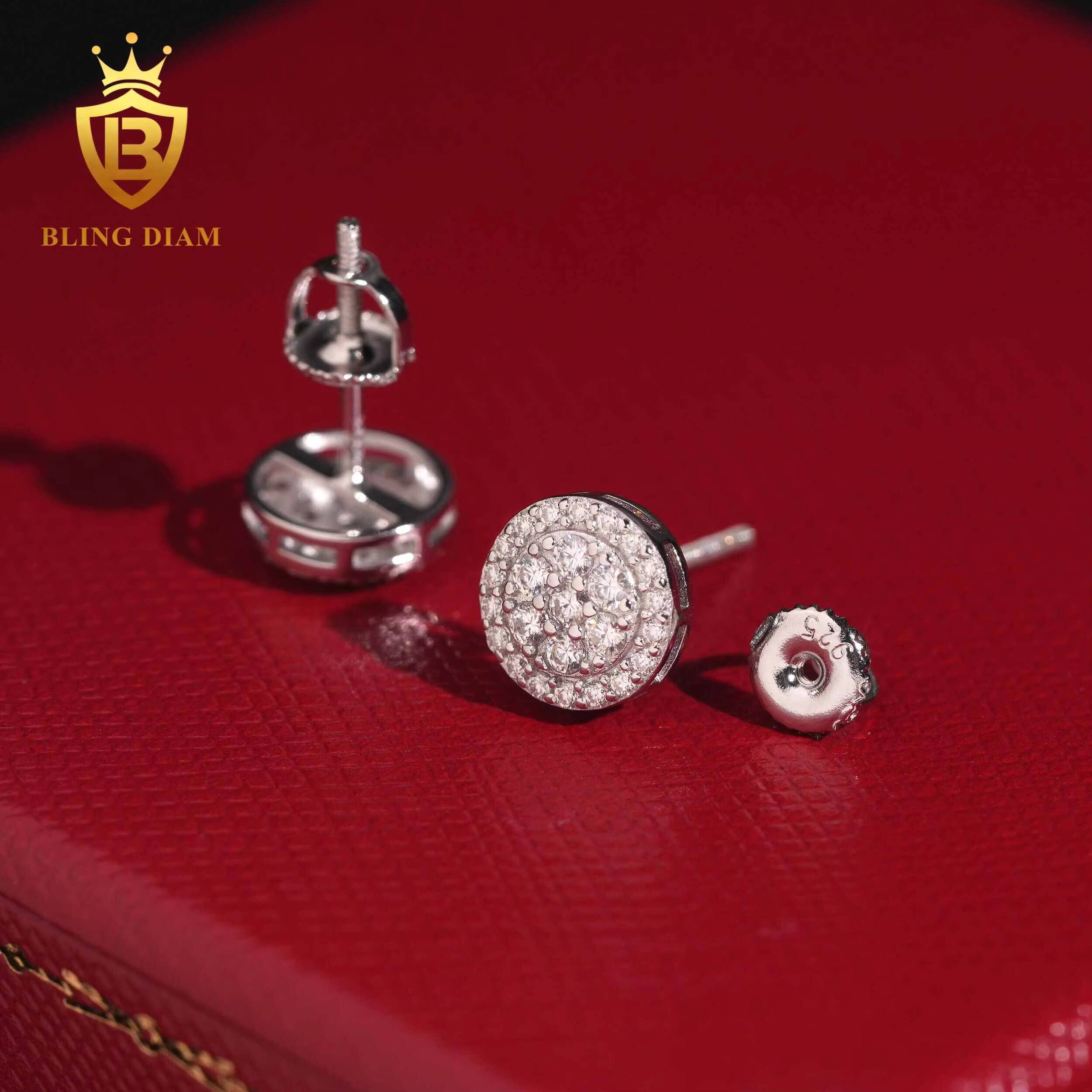 Wholesale Price 925 Sterling Silver Vvs Moissanite Earrings Stud Gra Certified for Trendy Fine Jewelry Men Women