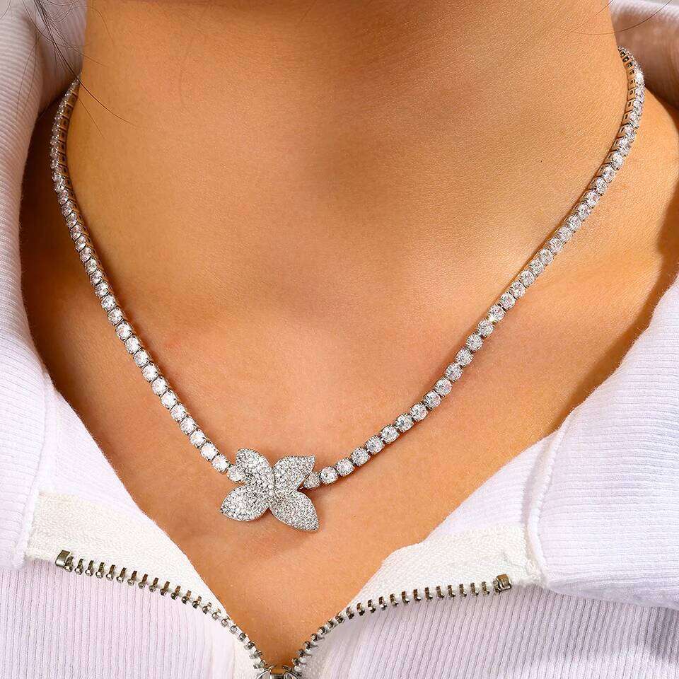 ZAKOL Exquisite Shiny Zirconia Leaf Charming Tennis Necklace for Women Dubai Bridal Unique Wedding Jewelry