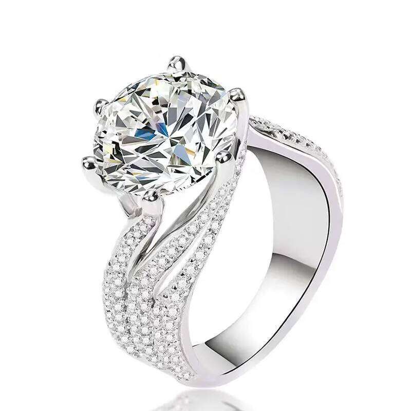 5CT D Color Moissanite Ring For Women 925 Sterling Silver with White Gold Plated Lab Diamond Engagement Wedding Band Jewelry c9b