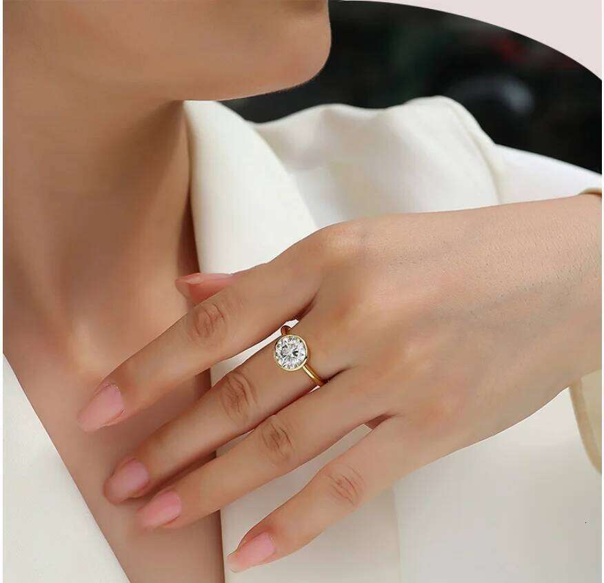 3.0CT 9mm D Color Moissanite Engagement Ring for Women 925 Sterling Silver Gold Plated Solitaire Rings Wholesale b3d