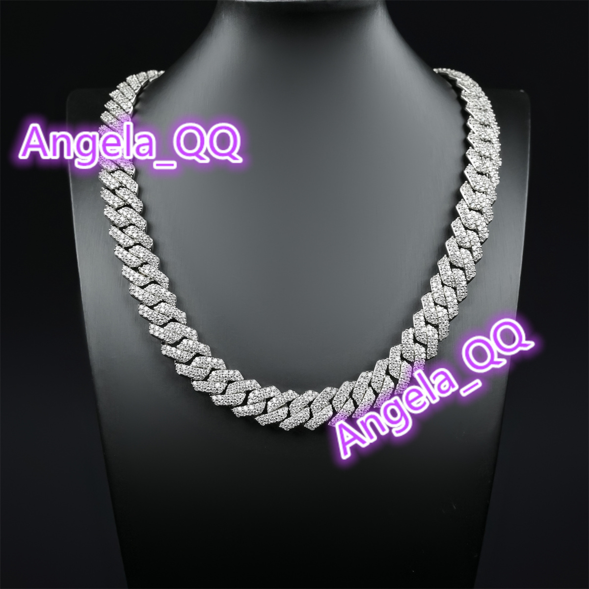 Wholesale 14mm Cuban Link Chain 14k Gold Plated Hip Hop Necklace with D color vvs moissanite for Engagement