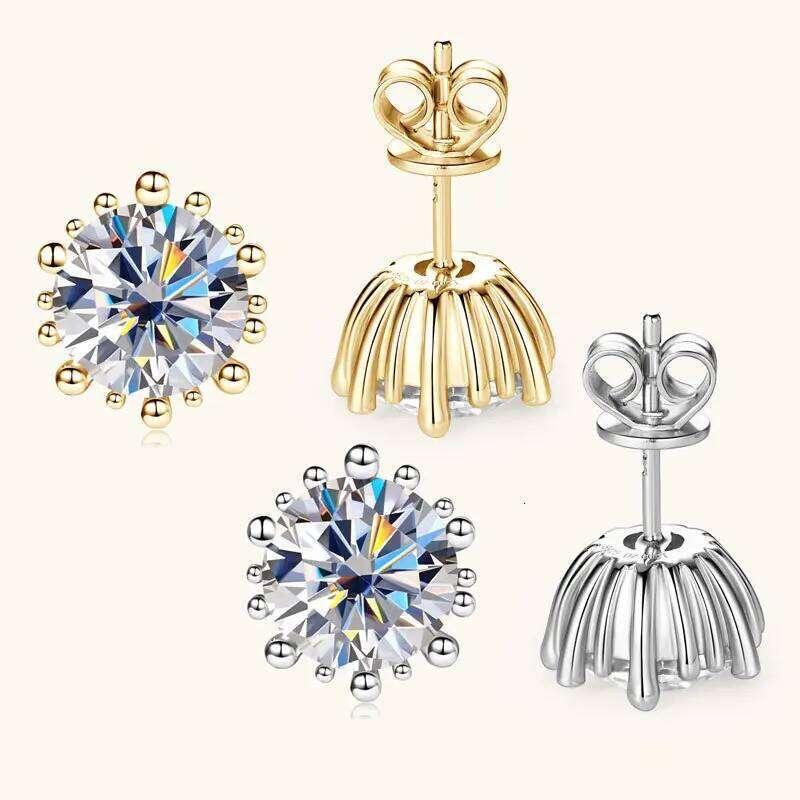2 Carat 8.0mm D Color Moissanite Stud Earrings For Women Top Quality 100% 925 Sterling Silver Sparkling Wedding Jewelry 79f