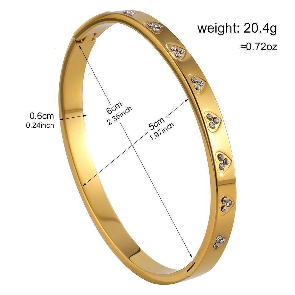 ZAKOL 18K Gold Color Stainless Steel Heart-shaped Buling Zircon Bracelet for Women Non-fading Versatile Jewelry Accessories
