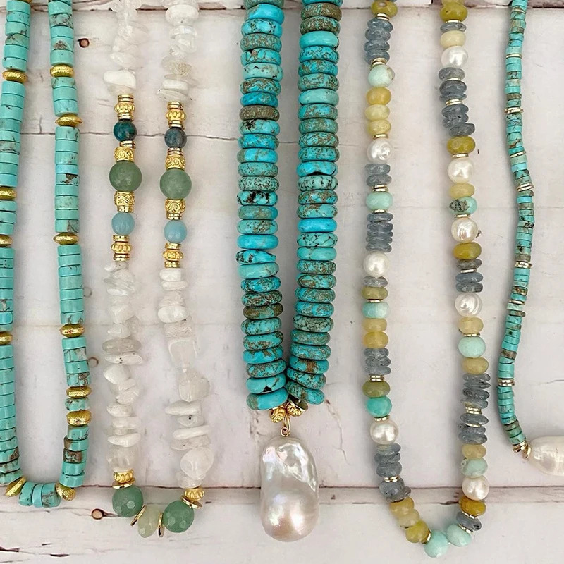 Hip Hop Chunky Necklace For Women Metal Choker red Natural Blue Turquoise Necklace beaded Necklaces Statement Jewelry Gifts 251223