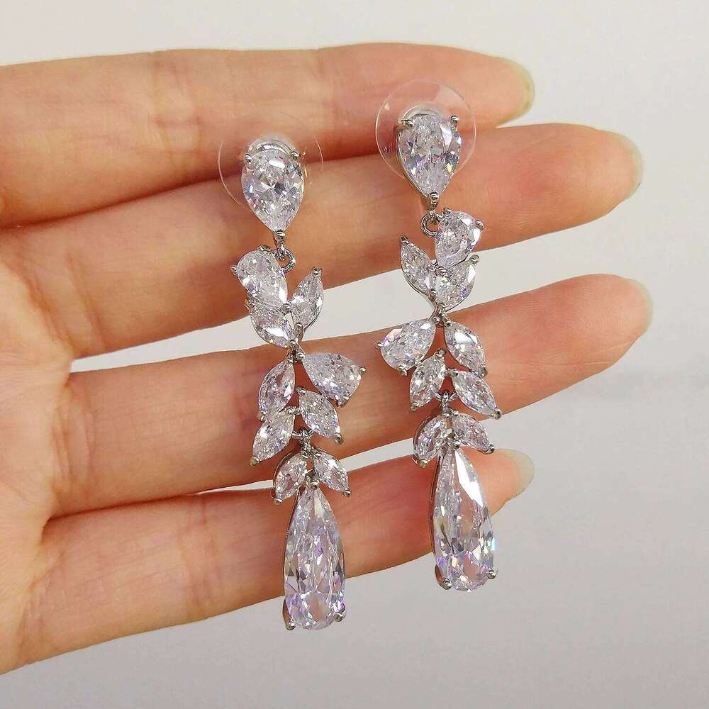 ZAKOL Sliver Color Teardrop Zirconia Bridal Earring for Women Charm Buling AAA CZ Crystal Wedding Party Jewelry Gift