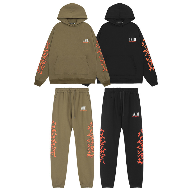 designer luxury men hoodies & sweatshirts for women amri brand bone letter print amirihoddie fleece hoodie unisex high street long pants sports set amiris 413Y