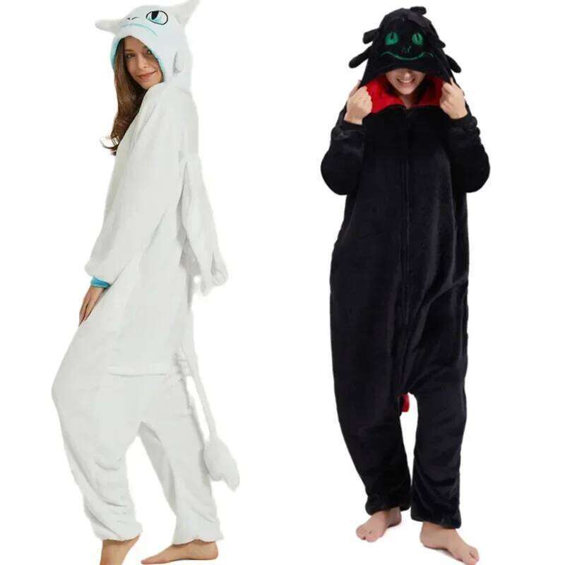 Toothless Dragon Onesie Kigurumi Cosplay Adult Unisex Flannel Pajama Anime Costume Train Your Night Funny Sleepwear Homewear