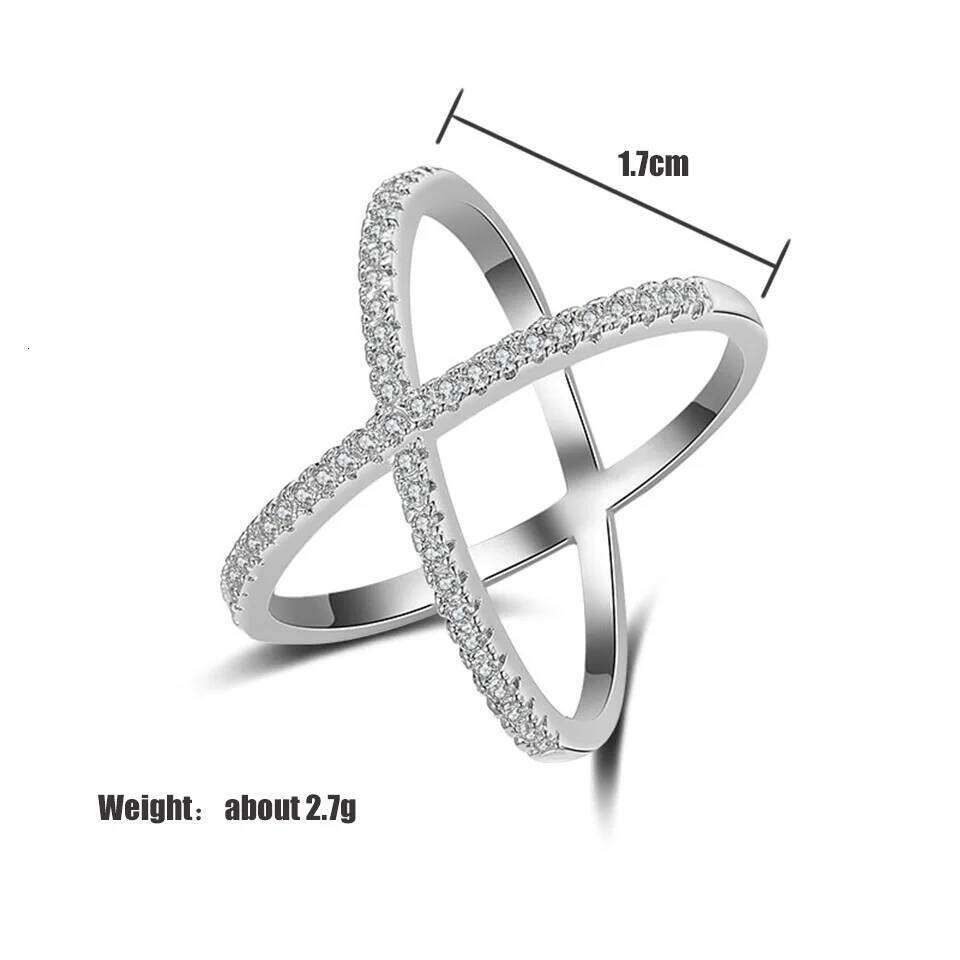 ZAKOL Fashion Cross X Shape Crystal Rings For Women White Color Micro Inlay Paved Zirconia Party Dating Jewelry Gift R178