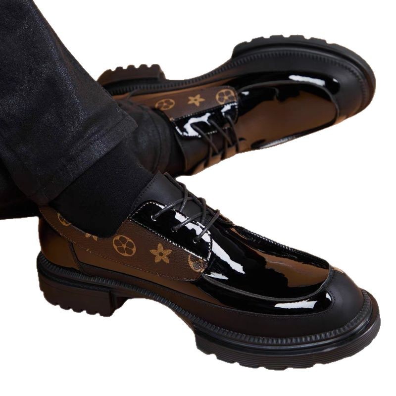 Free delivery designer shoes Business and leisure thick soled men's British formal wear breathable glossy men's shoes