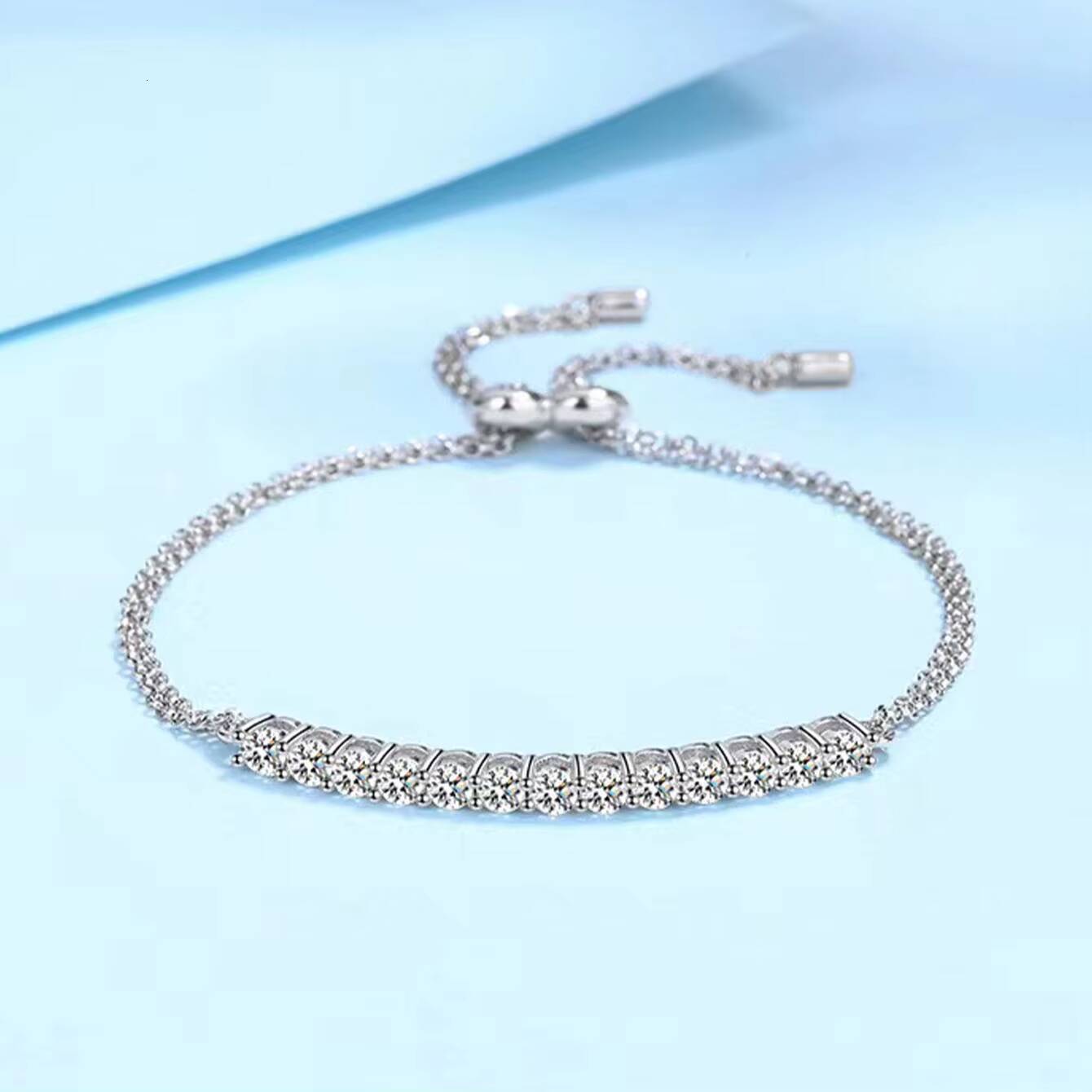 Vintage Round Brilliant Cut Moissanite Tennis Bracelet for Women 925 Silver Wedding Party Jewelry Elegant Bangles