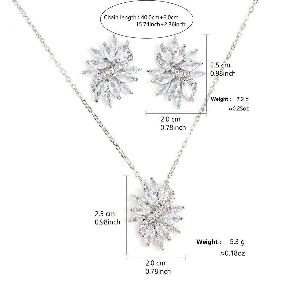 ZAKOL Luxury Buling Clear AAA Zircon Earring Necklaces Boxs 3 Pcs Set for Women Exquisite Jewelry Gifts With Gift Box