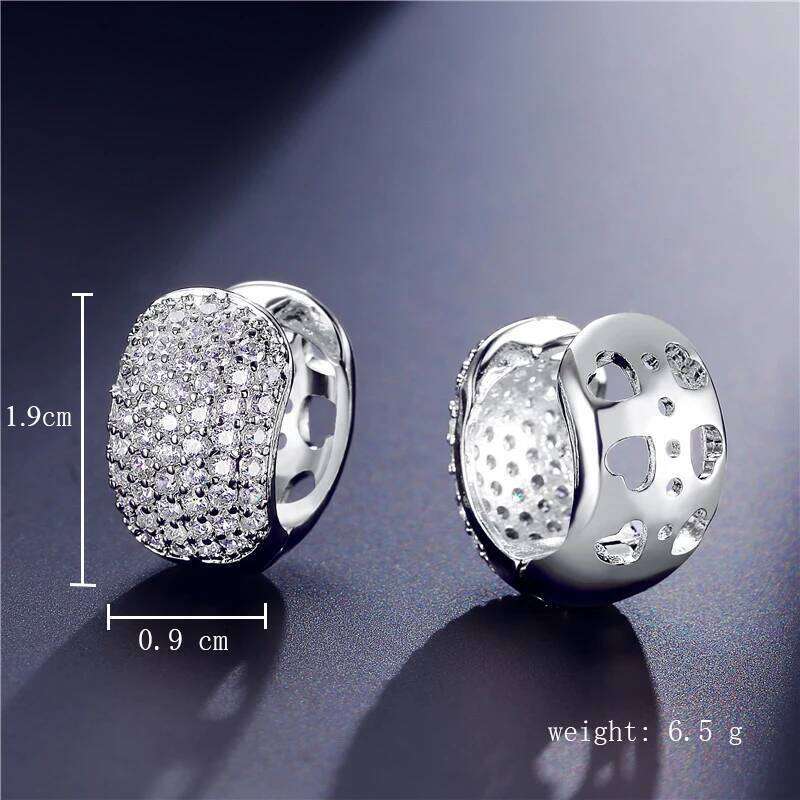 ZAKOL New Niche Chunky Turquoise Square Hoop Earrings for Women Shiny Zirconia Ear Buckle Luxury Party Wedding Jewelry