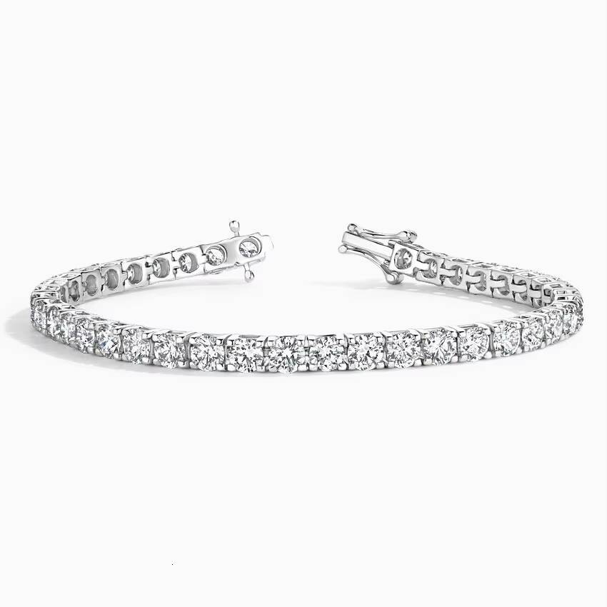 9k 14K 18K White Gold Fine Jewelry Tennis Bracelet with 2mm-5mm Lab Grown Diamonds Paving Diamond Bracelet Bangle