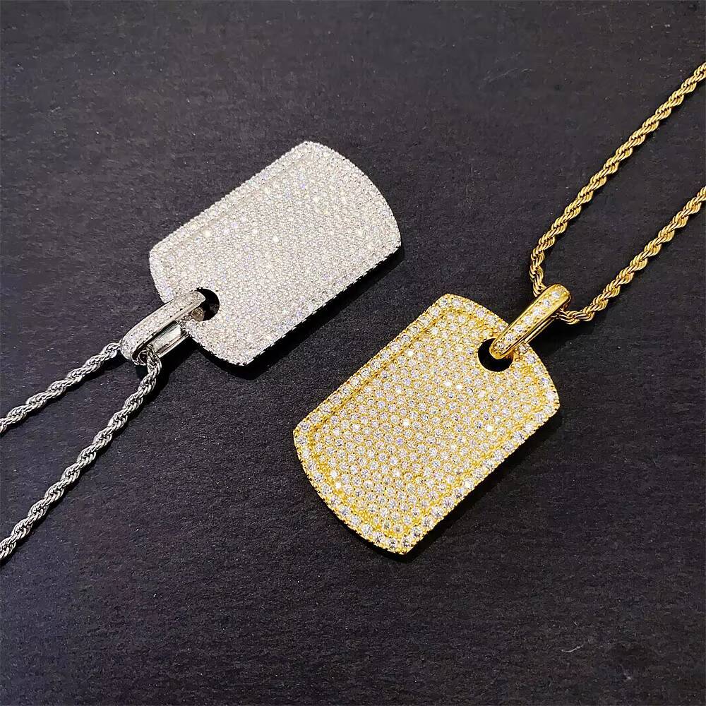 Hip New Hanging Fashion Copper Inlaid MoissaniteVVS square Brand Hip Hop Necklace