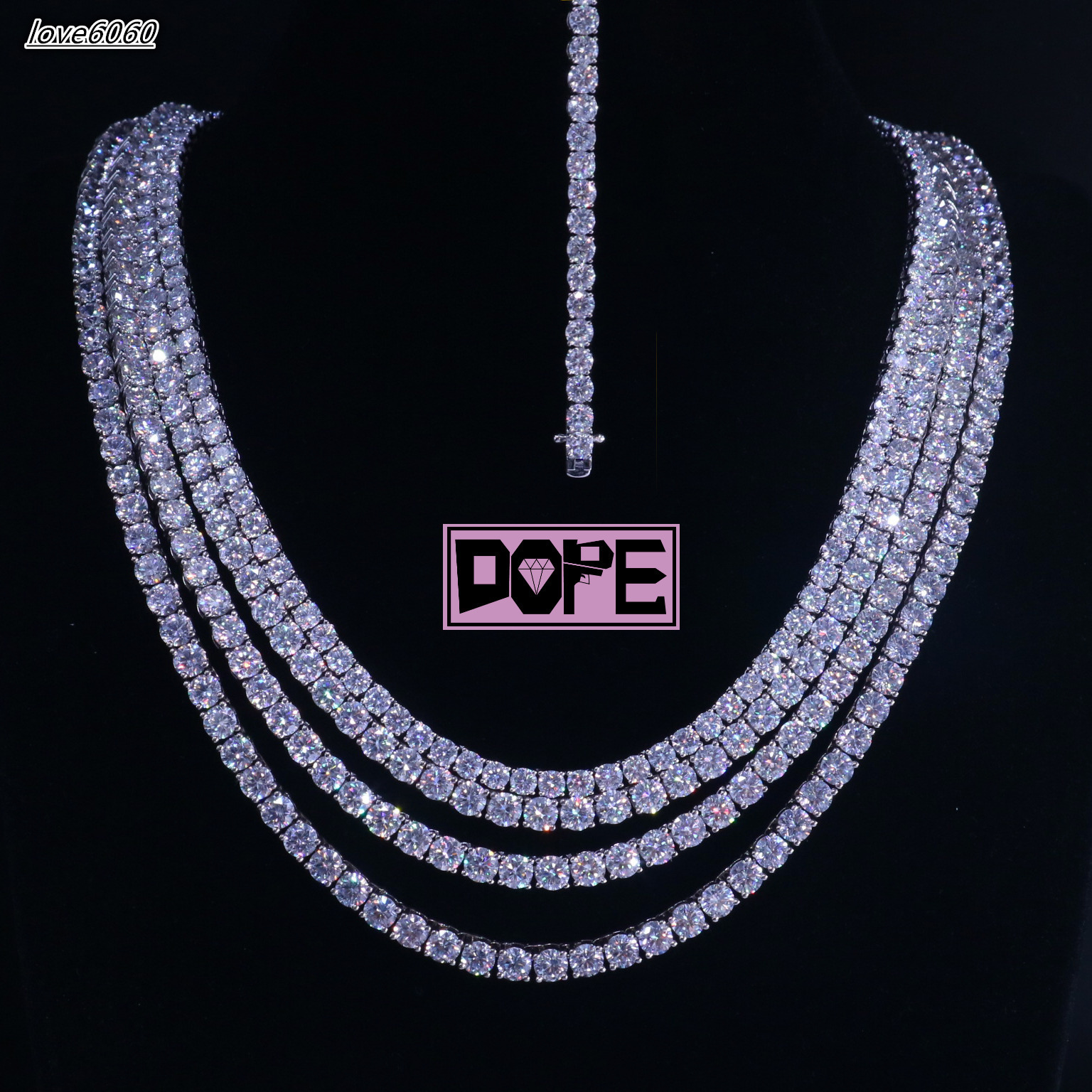 Ready to Ship 3mm 4mm 5mm Moissanite Tennis Necklace 925 Sterling Silver VVS Moissanite Tennis Chain