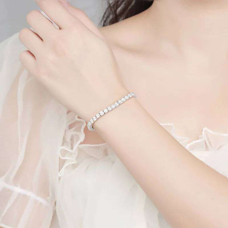 2/2.5/3/4/5mm Moissanite Tennis 925 Sterling Silver Plated White Gold Bracelet for Women Man Sparkling Party Jewelry 5ce