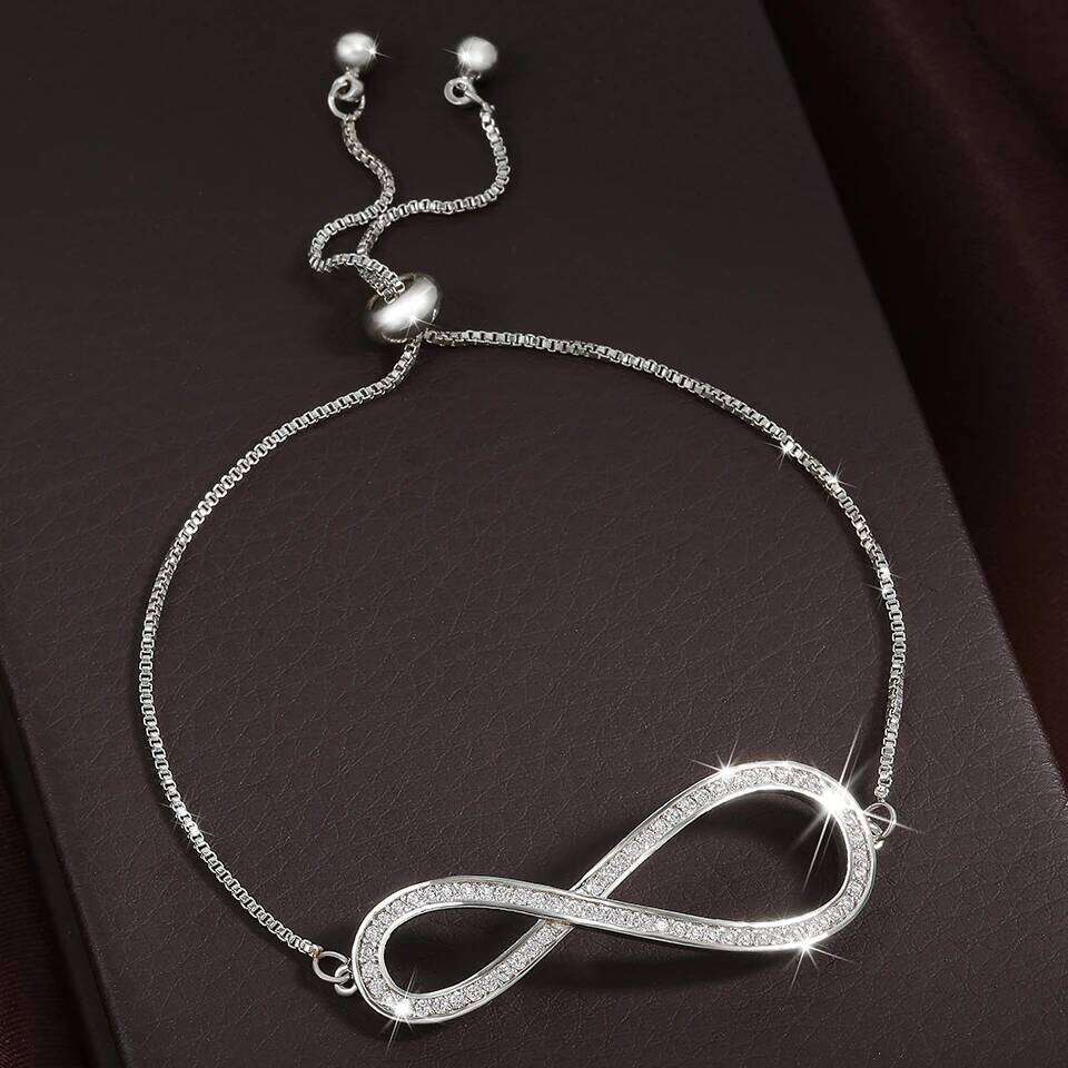 ZAKOL Brand Simple 8 Shape Cubic Zircon Adjustable Bracelets for Women Girls Fashion Party Jewelry Gift BP2030