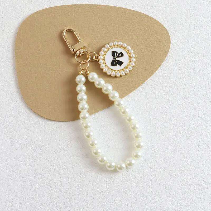 ZAKOL Cute Bow Keychain for Women Girls Shiny Pearl Beads Mobile Phone Bag Backpack Pendant Accessories Car Key Chain