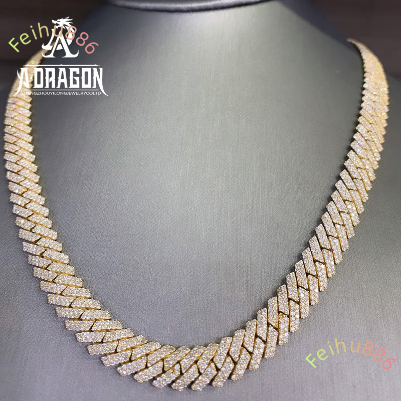 15mm Custom Fashion Iced out Moissanite Necklace with Diamond Tester Hip Hop Cuban Bracelet