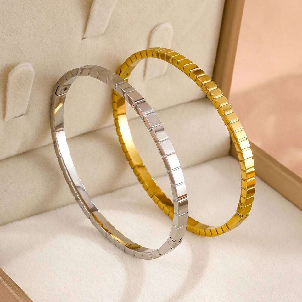 ZAKOL Stainless Steel Multi Cubes Square Geometric Bracelet for Women Men Trendy Stackable Bangles Minimalist Jewelry Gifts