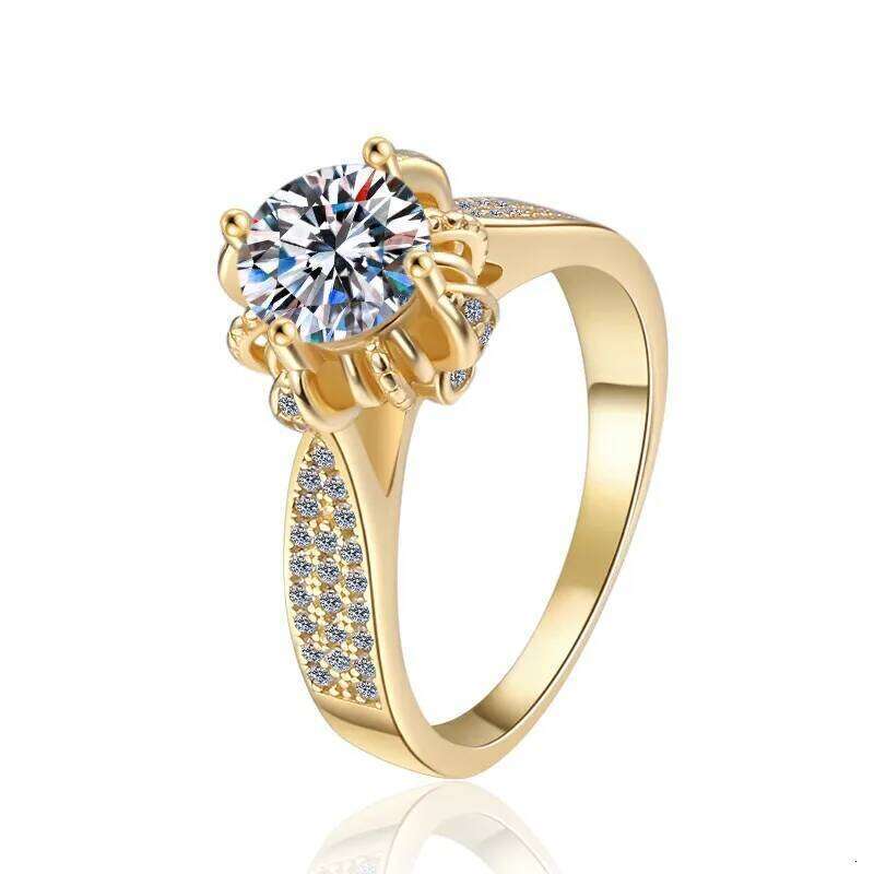 1ct D Color Moissanite Engagement Ring for Women 925 Sterling Silver Gold Plated Solitaire Rings Wholesale 8d8