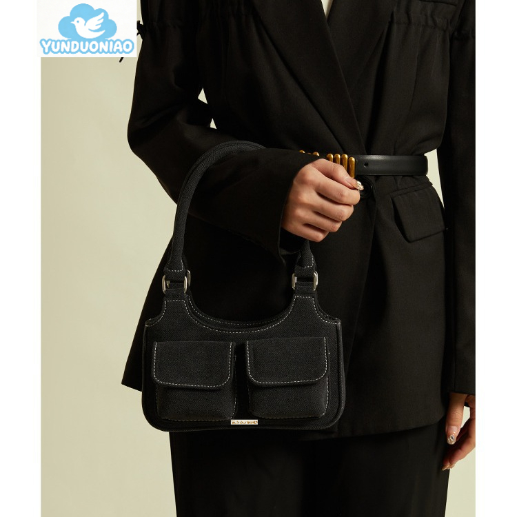 New Fashion Women's Bag Fashion Personalized Canvas Bag Leisure Multi functional Women's Underarm Bag Shoulder Bag