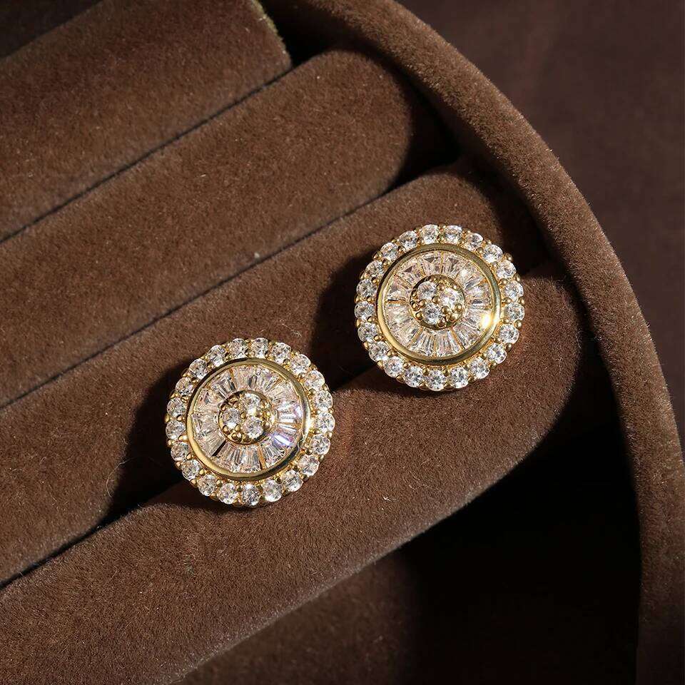 ZAKOL New Unique Design Round Zircon Inlaid Stud Earrings for Women Simple Japanese and Korean Fashion Ear Accessories