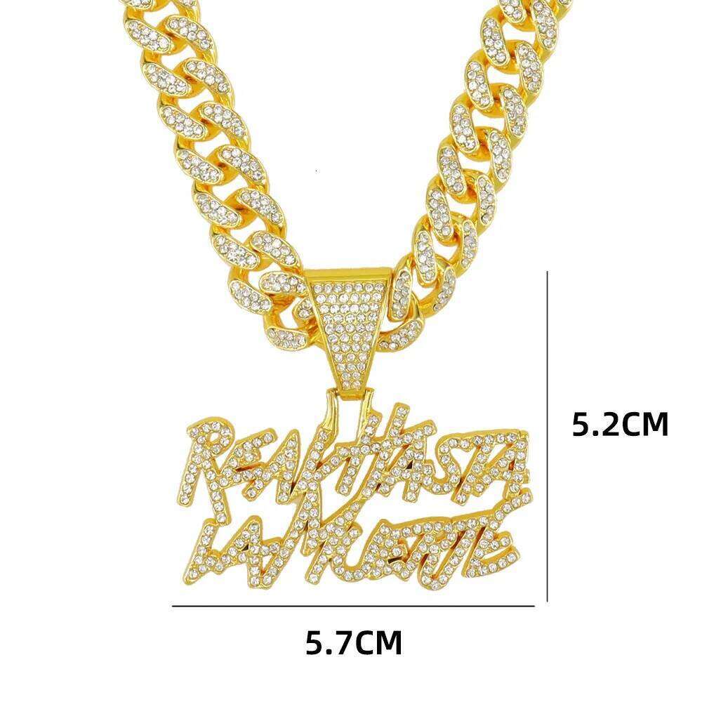 ZAKOL Hip Hop Letter Pendant Necklace for Women Men Shiny Rhinestones 13MM Cuban Chain Necklaces Fashion Jewelry Gifts