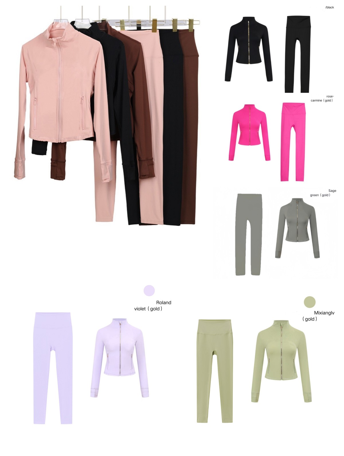 Short Zippered Jacket Fitted Gym Wear Slimming Sporty Short Top Outerwear Yoga DF Jacket Gym Yoga Pants Sports Set