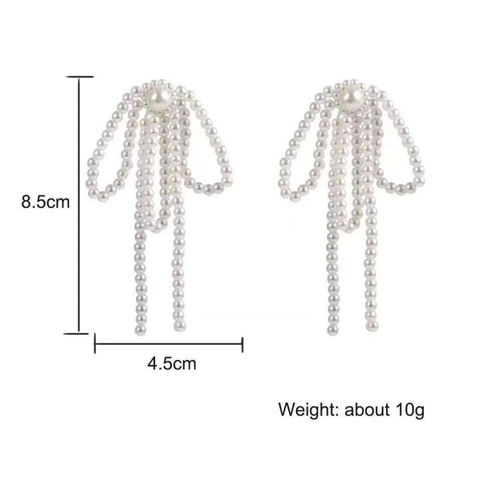 ZAKOL Gorgeous Imitation Pearl Beads Long Tassel Earring for Women Fashion Elegant Wedding Party Jewelry Anniversary Gift