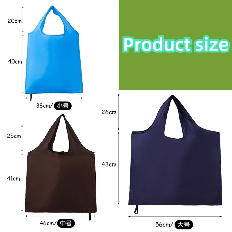 1PC Foldable Shopping Bag Reusable Large Capacity Grocery Bag Eco-Friendly One Shoulder Handbag for Travel Solid Color Tote Bag 251225