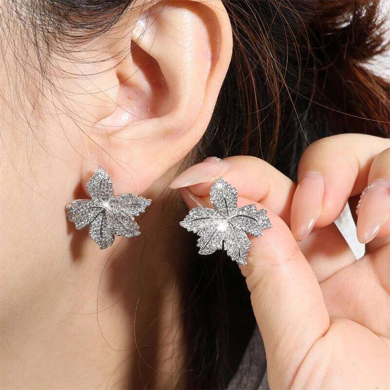 ZAKOL New Sparkling Micropaved Zirconia Leaf Flower Earrings Elegant Luxury Glamor Wedding Party Jewelry For Women