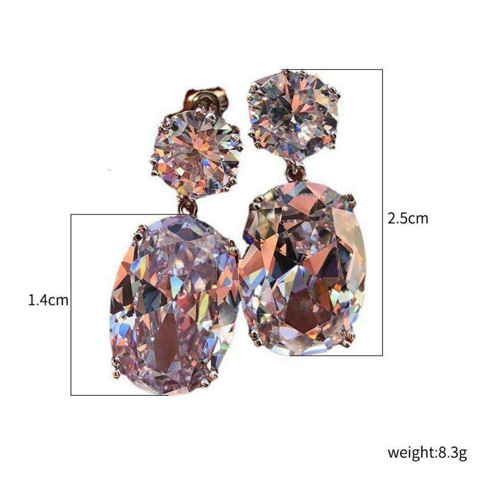 ZAKOL Luxury Big Oval CZ Crystal Dangle Earrings for Women Elegant Female Brilliant Cubic Zirconia Earring Wedding Jewelry