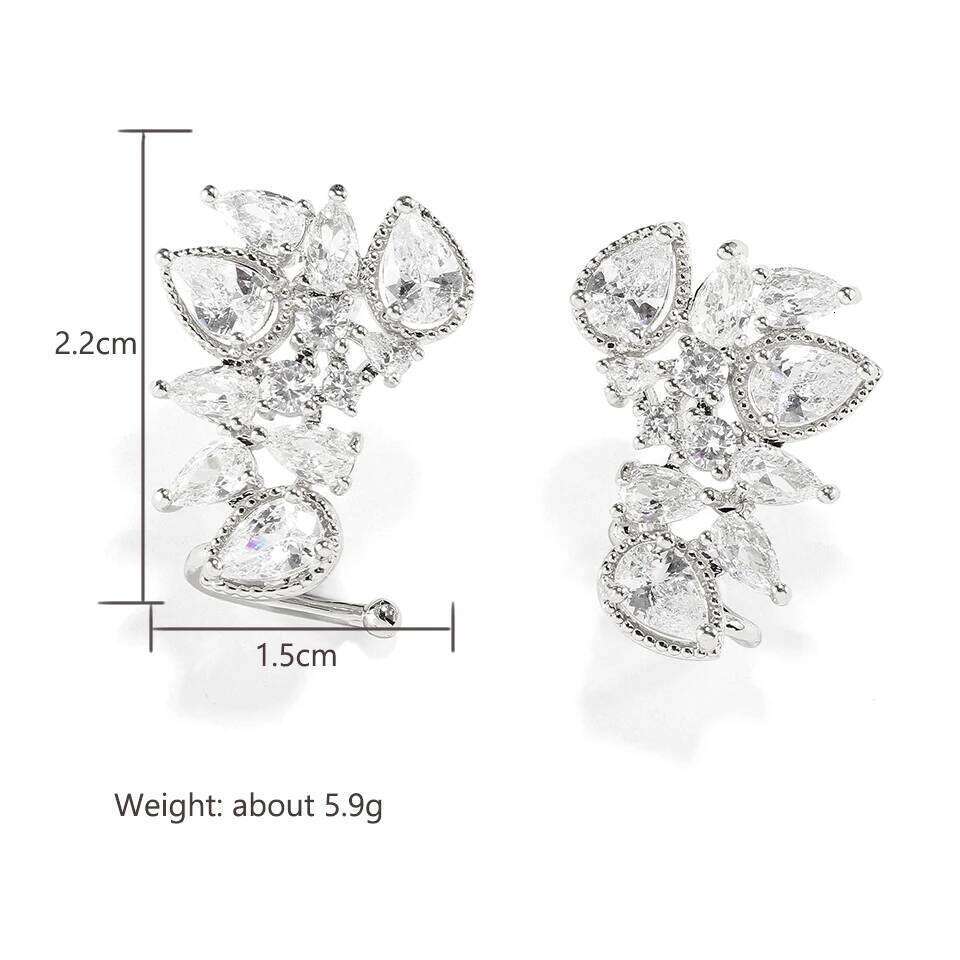 ZAKOL Luxury Silver Color Statement Flower Stud Earrings for Women Fashion AAA Zirconia Crystal Ear Jewelry Bridal Wedding Gifts