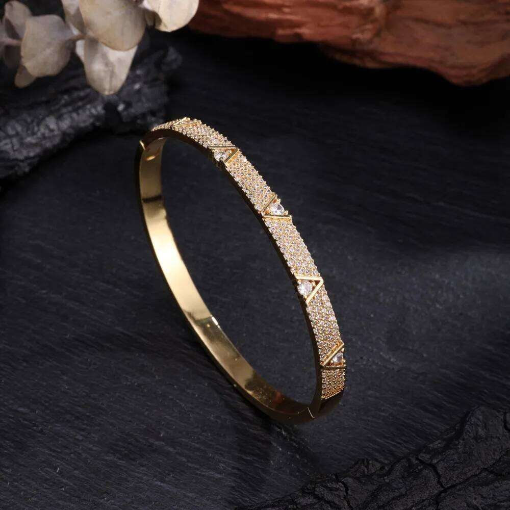 ZAKOL Light Luxury V-shaped Micro Inlaid Zircon Bracelet For Women/Men New Unique Design Jewelry Gift