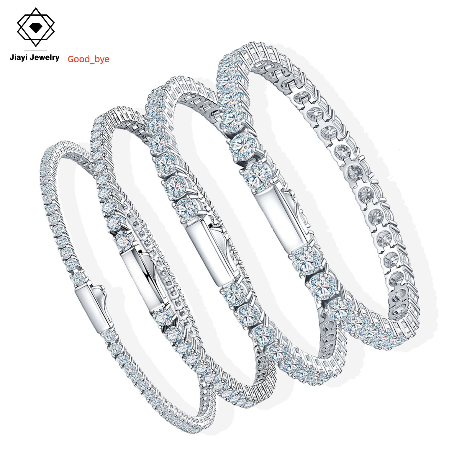 2mm 3mm 4mm 5mm S925 Sterling Silver Moissanite Tennis Bracelet Versatile Shining Jewelry 201 to 1634 CTW