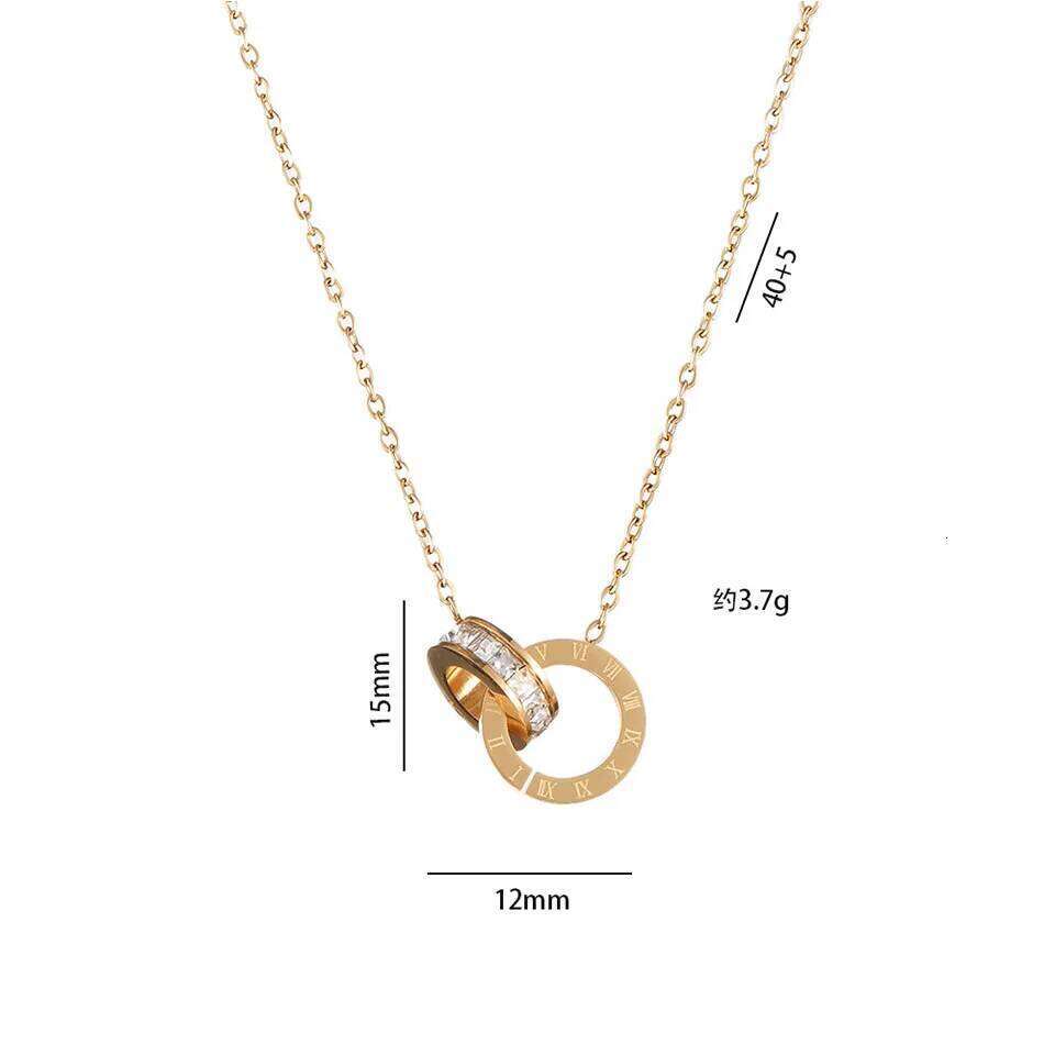 ZAKOL Korean Fashion Titanium Steel Chain Roman Numeral Crystal Circle Choker Necklaces for Women Party Jewelry Gift