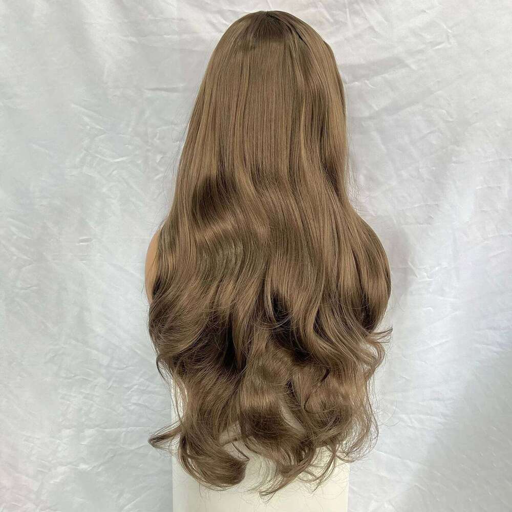 Long Wavy Wigs for Women Synthetic Hair Side Part Light Brown Curly Natural Wave Brunette 13X4 Lace Front Wig Daily Party