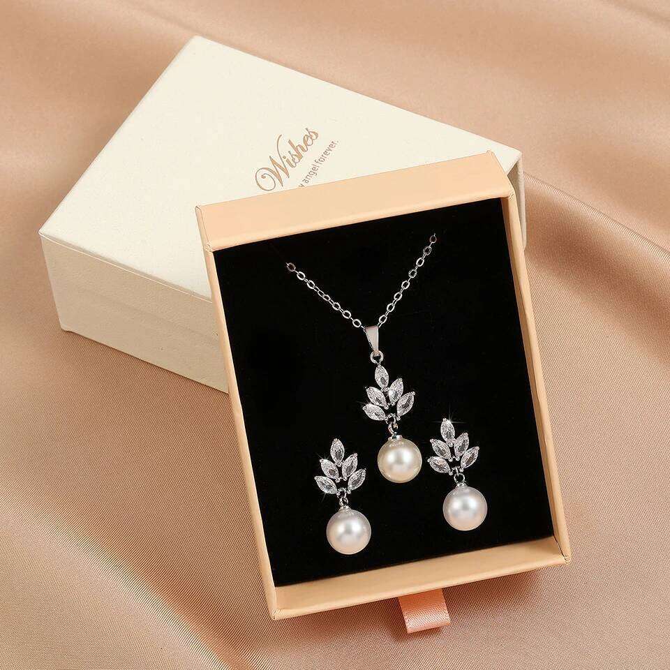 ZAKOL Elegant Imitation Pearl Zirconia Earring Necklaces Sets Exquisite Wedding Engagement Party Jewelry Gift With Packaging Box