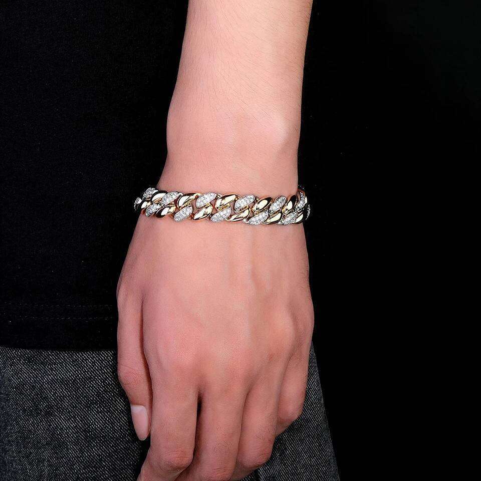 ZAKOL Hip Hop Women Mens Bracelet Full Shiny Rhinestone Stone Miami Cuban Chain Bracelets Fashion Jewelry