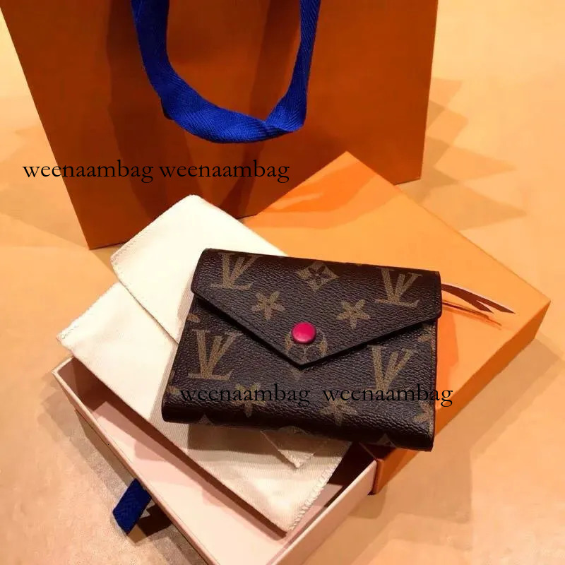 Designer Women Short Wallet Woman Purse Discount Original Box Card Holder Ladies Handbag Checked Flowe