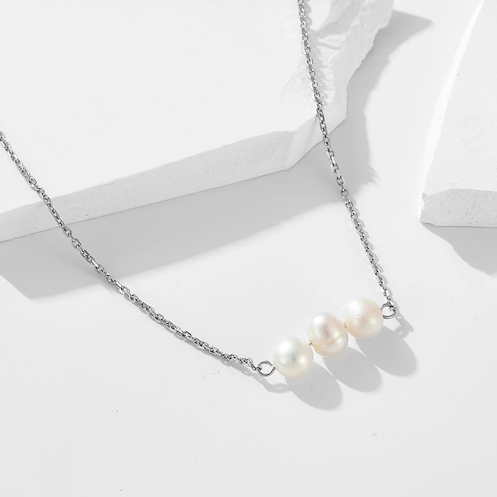 Natural Freshwater Pearl Necklace for Women 925 Sterling Silver Elegant Simple Minimalist Choker Chain 251223