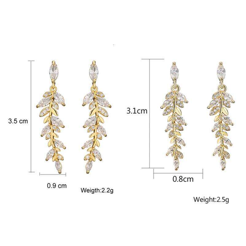 ZAKOL Charm Gold Color Leaf Earrings for Women Exquisite Tiny Zirconia Dangle Earring Elegant Korean Crystal Wedding Jewelry