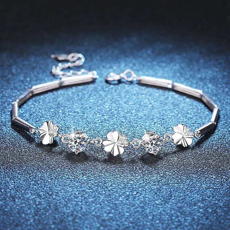1ct D Color Moissanite Tennis 925 Sterling Silver Plated White Gold Bracelet for Women Man Sparkling Party Jewelry 598