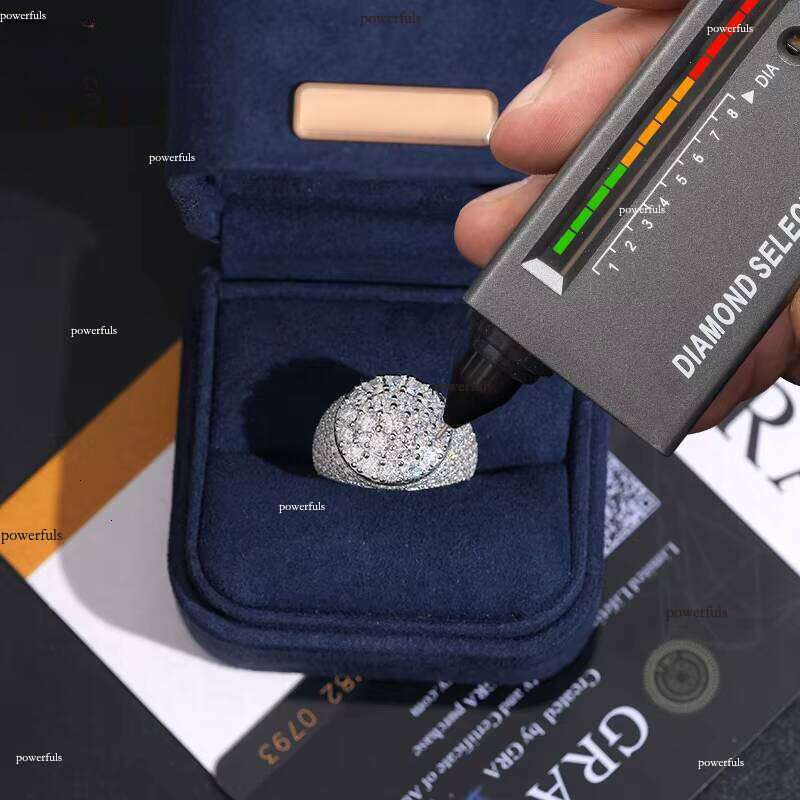 Fashion Diatomaceous Earth Ring 925 Sterling Silver Men's Pass Diamond Tester VVS Ice Fire Jewelry GRA Certificate